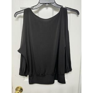 Sunny Leigh Black Cold-Shoulder Blouse w. 3/4 Sleeves - Size Small